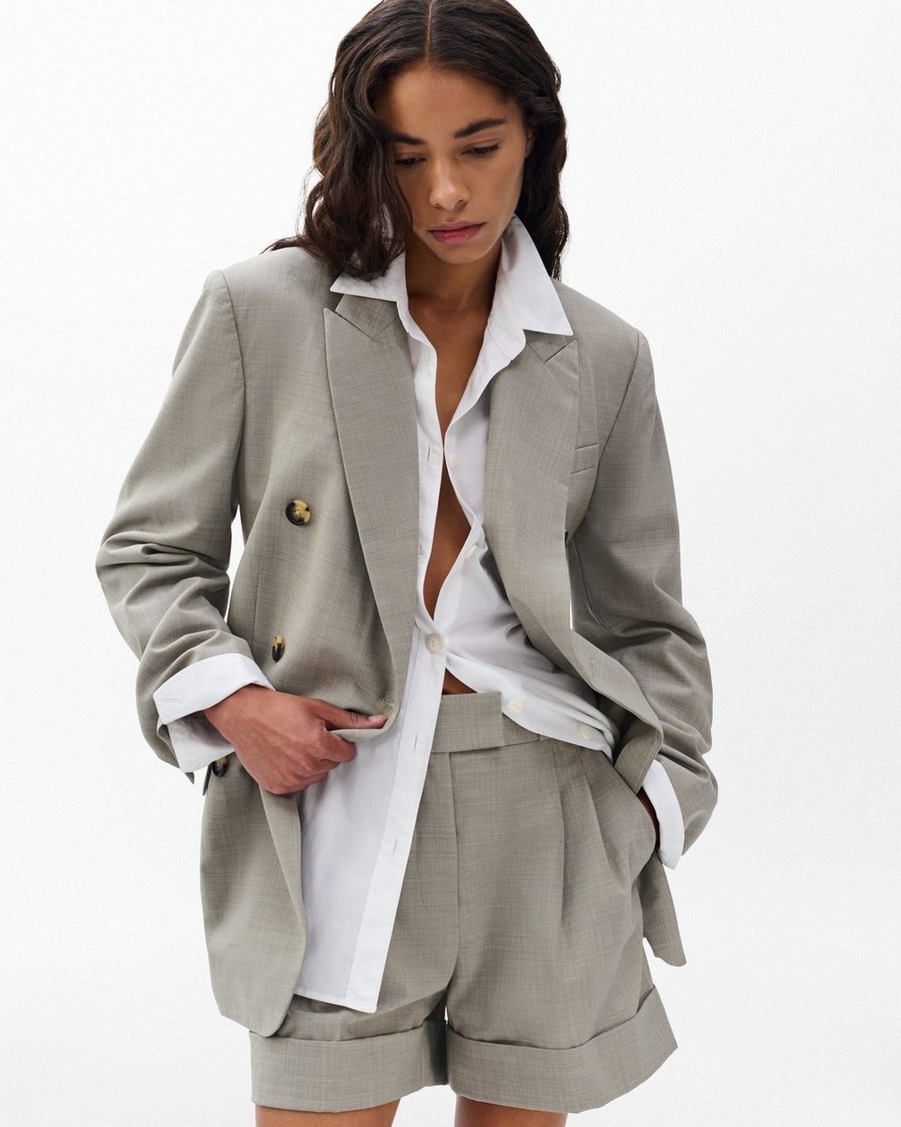 Virginia Italian Stretch Wool Blazer - Light Taupe - Image 5