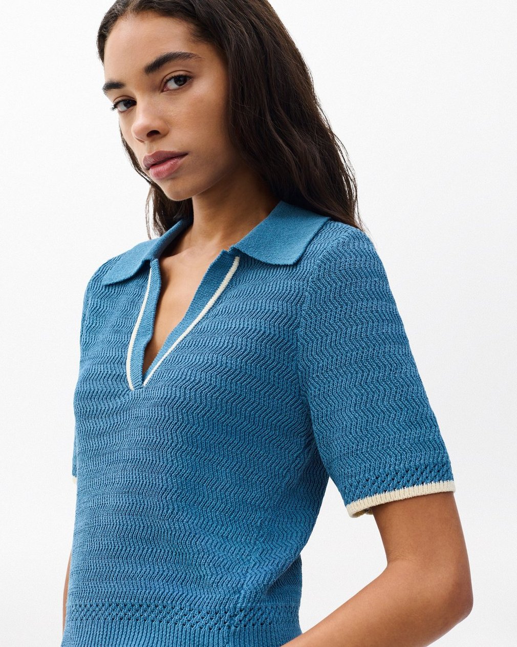 Costi Knit Polo Shirt - Fog Blue - Image 5