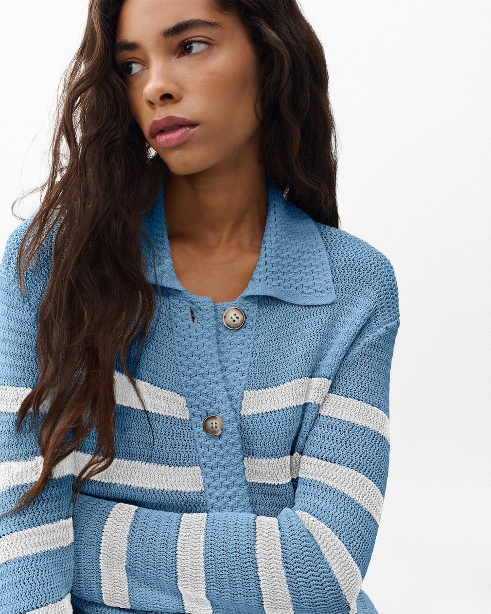 Costi Striped Cardigan - Fog Blue - Image 2