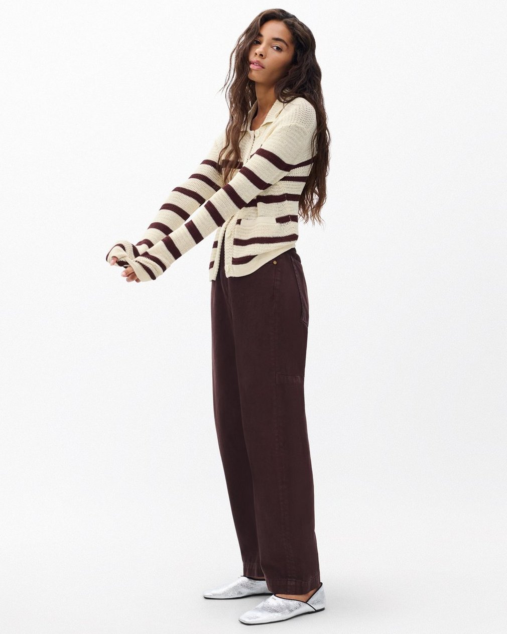 Costi Striped Cardigan - Turtledove - Image 3
