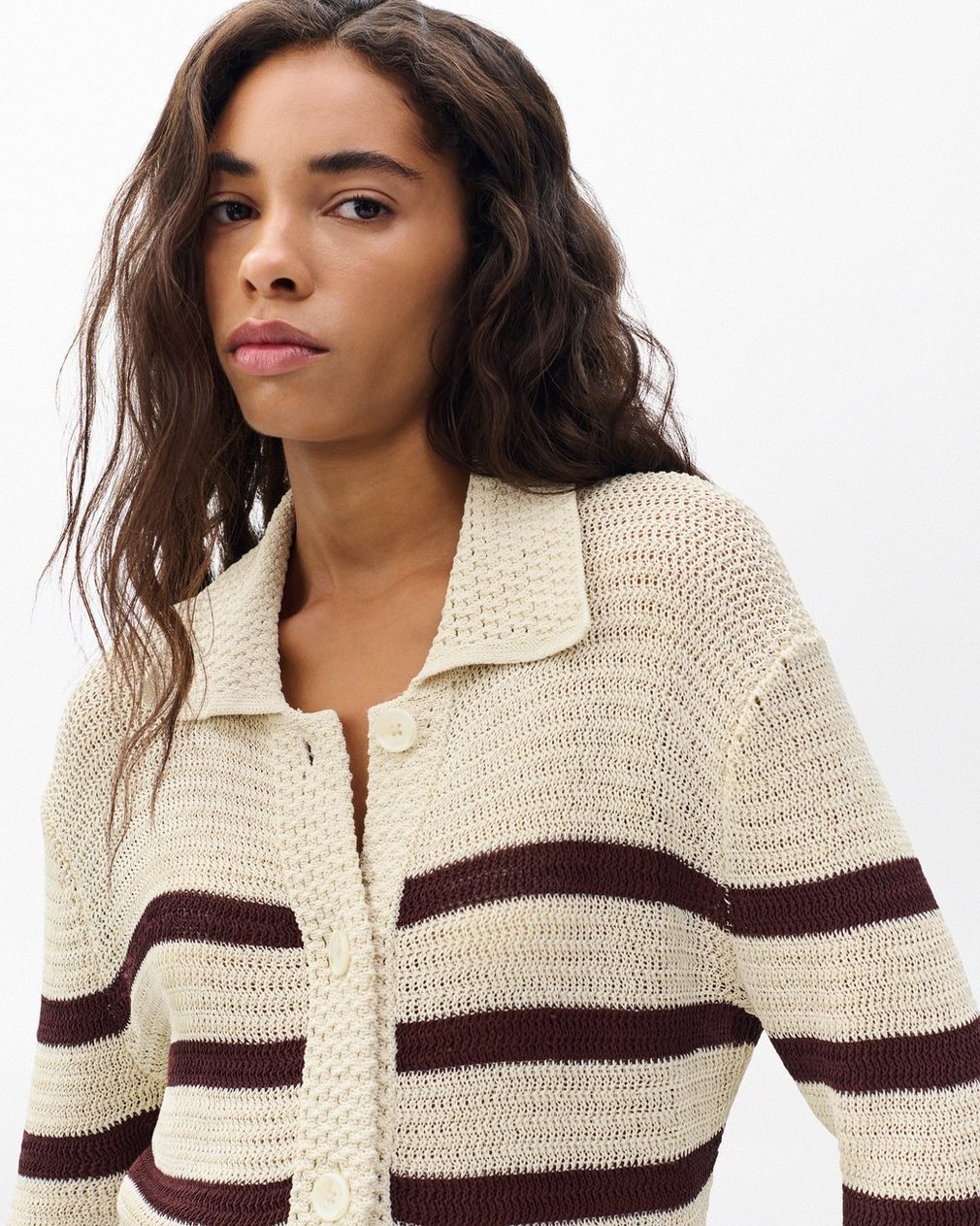 Costi Striped Cardigan - Turtledove - Image 5