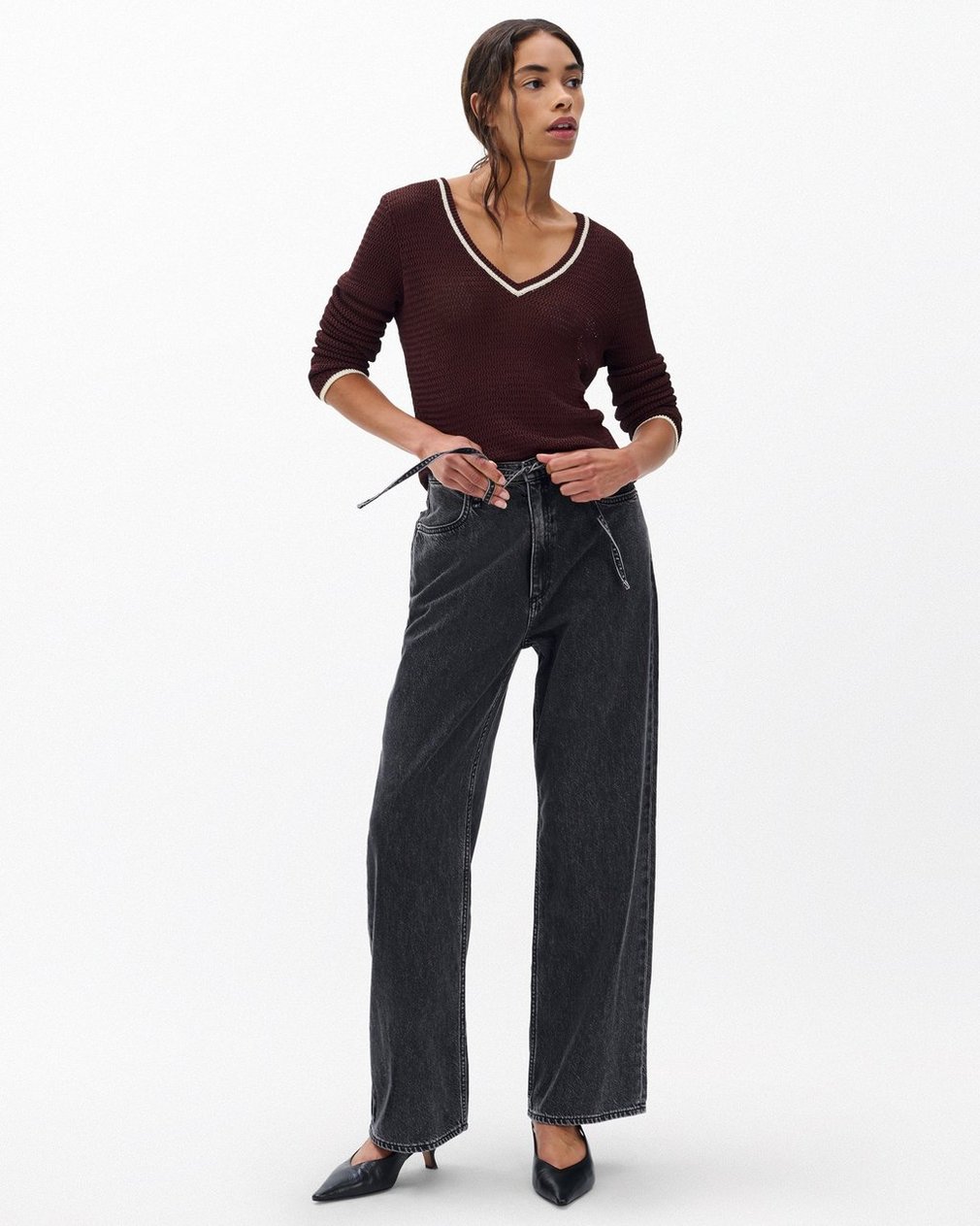 Phoebe Wide-Leg Drawstring Jeans - Angelique - Image 3