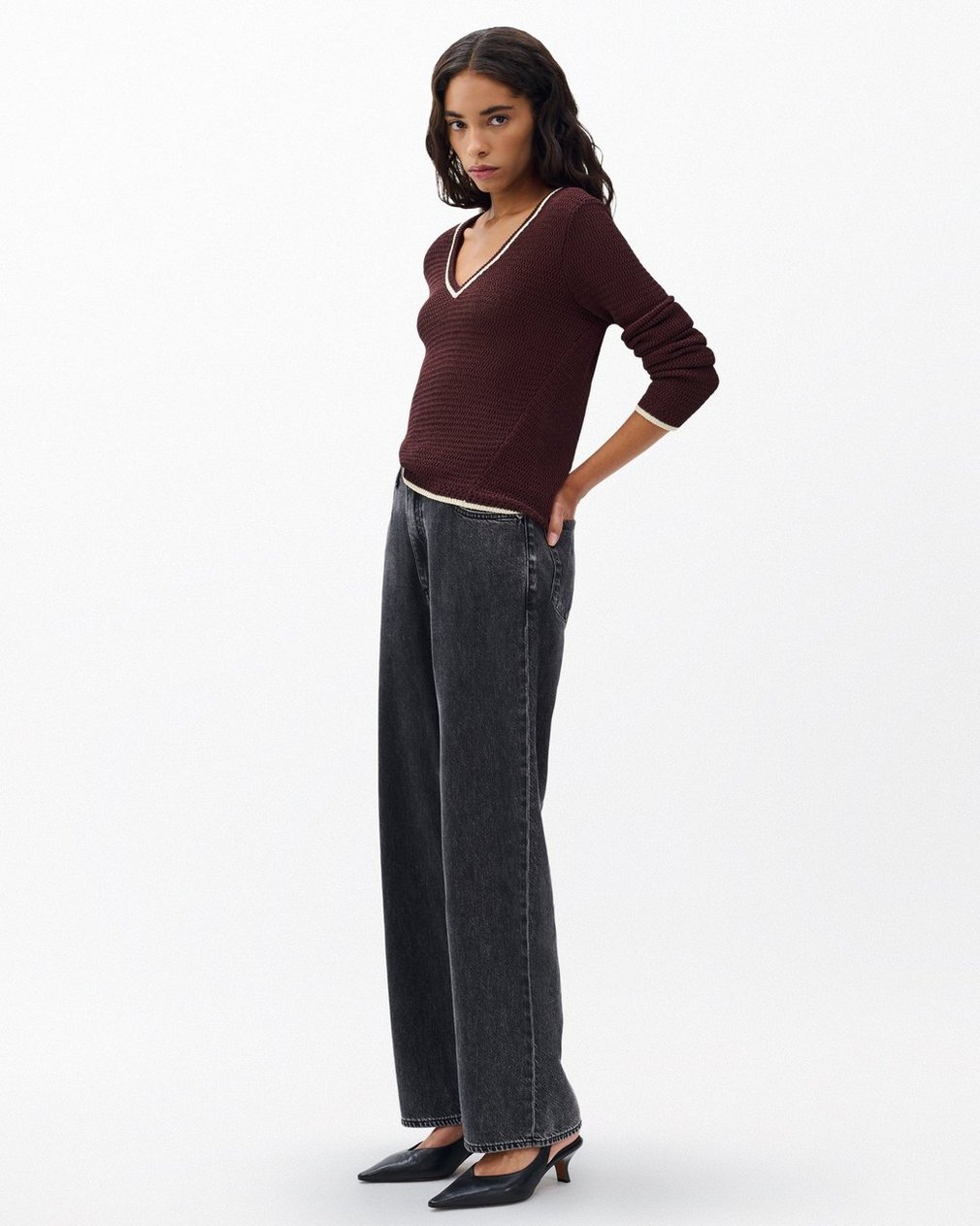 Costi V-Neck Sweater - Chocolate Brown - Image 3