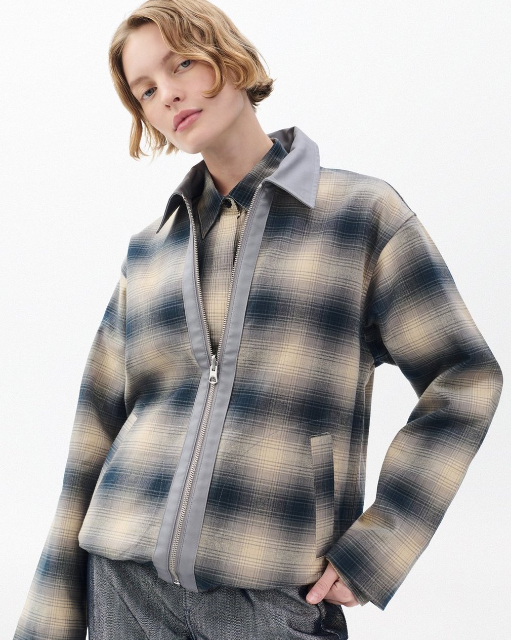 Carrie Reversible Jacket - Grey Plaid - Image 5