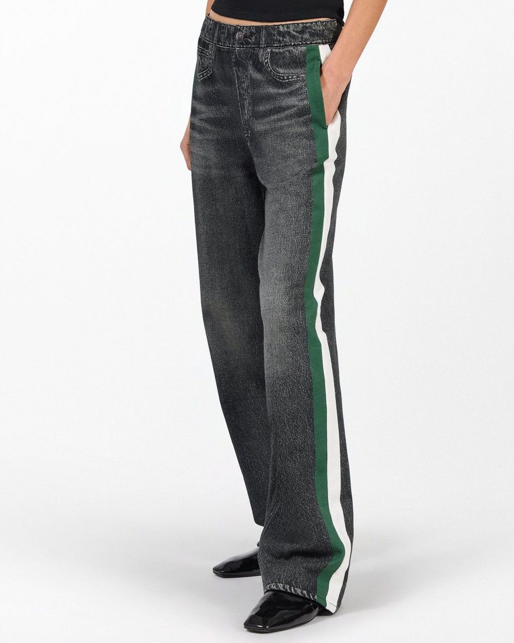 Miramar Sport Stripe Track Pants - Washedblck Grn Wht Stripe - Image 3