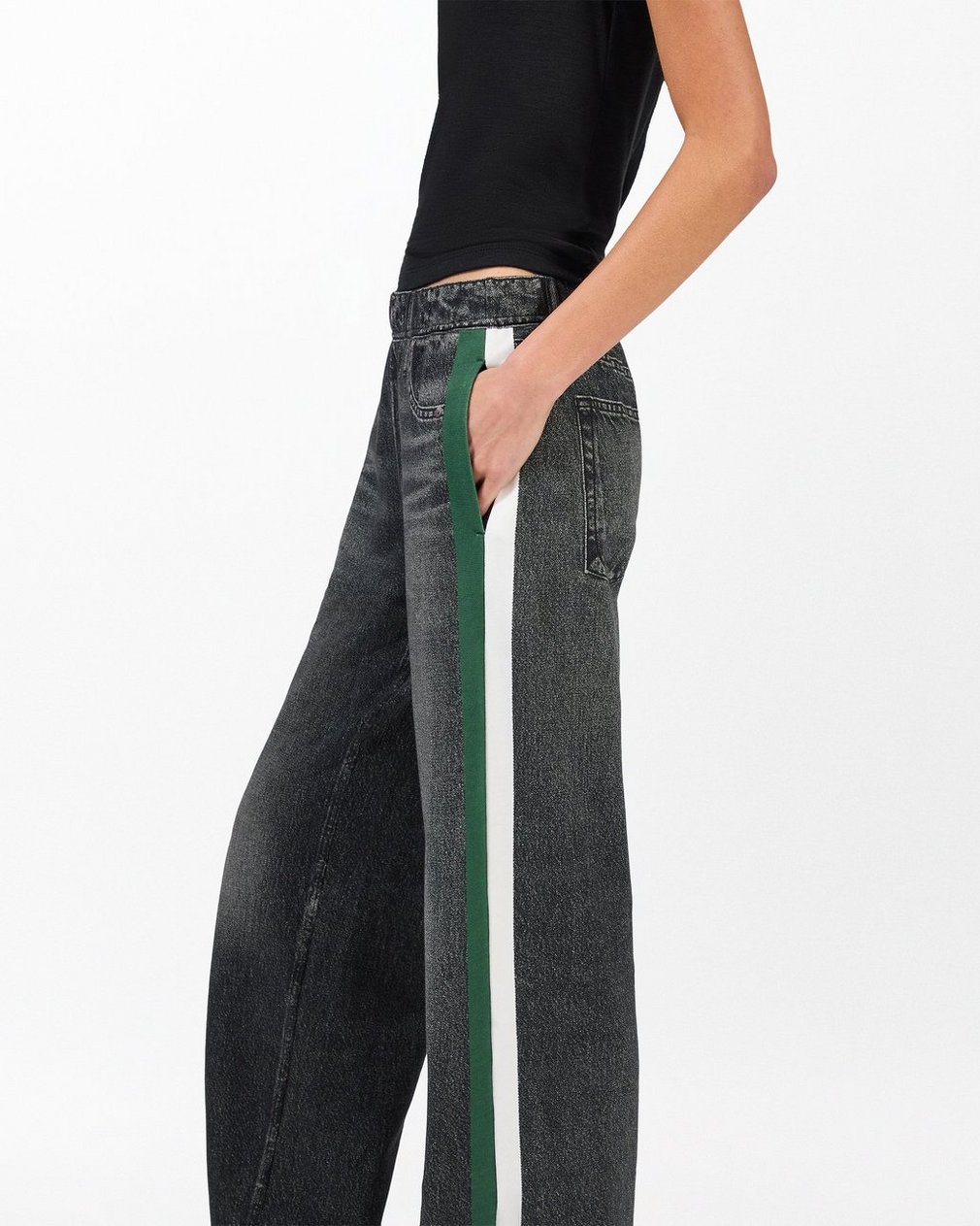 Miramar Sport Stripe Track Pants - Washedblck Grn Wht Stripe - Image 4