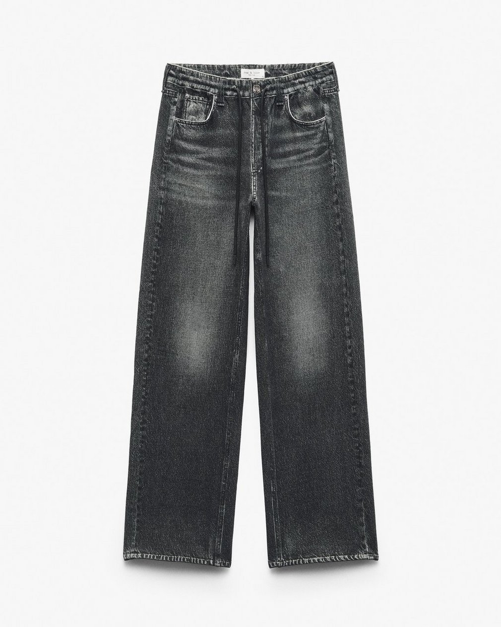 Miramar Drawstring Wide-Leg Pants - Washed Black - Image 2