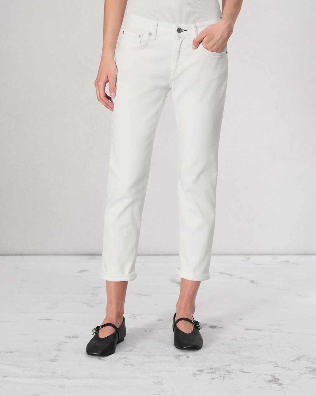Dre Slim Boyfriend Jean - Optic White - Image 3