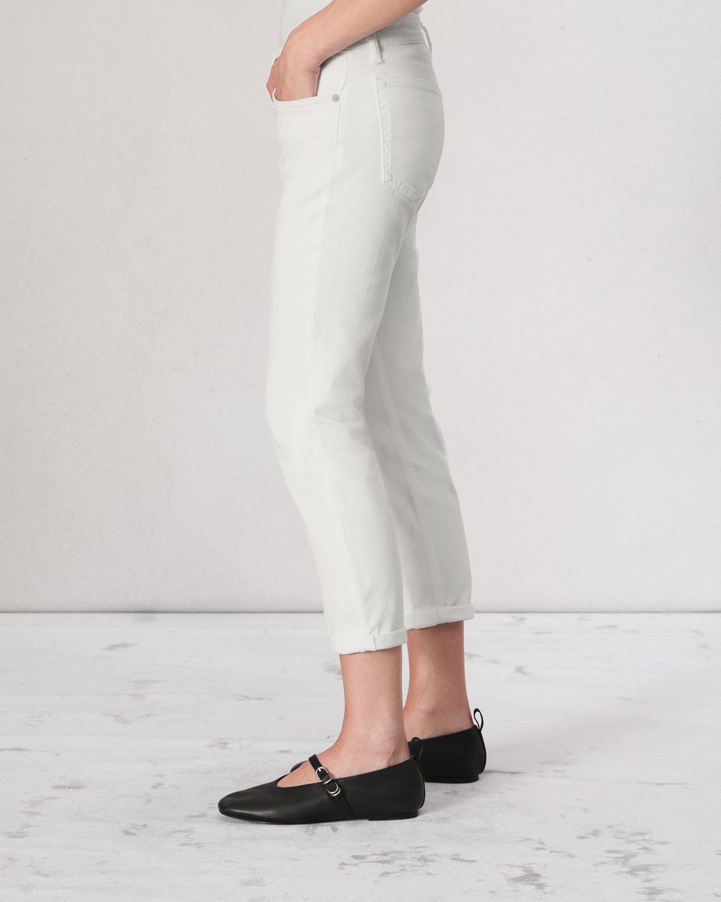 Dre Slim Boyfriend Jean - Optic White - Image 4