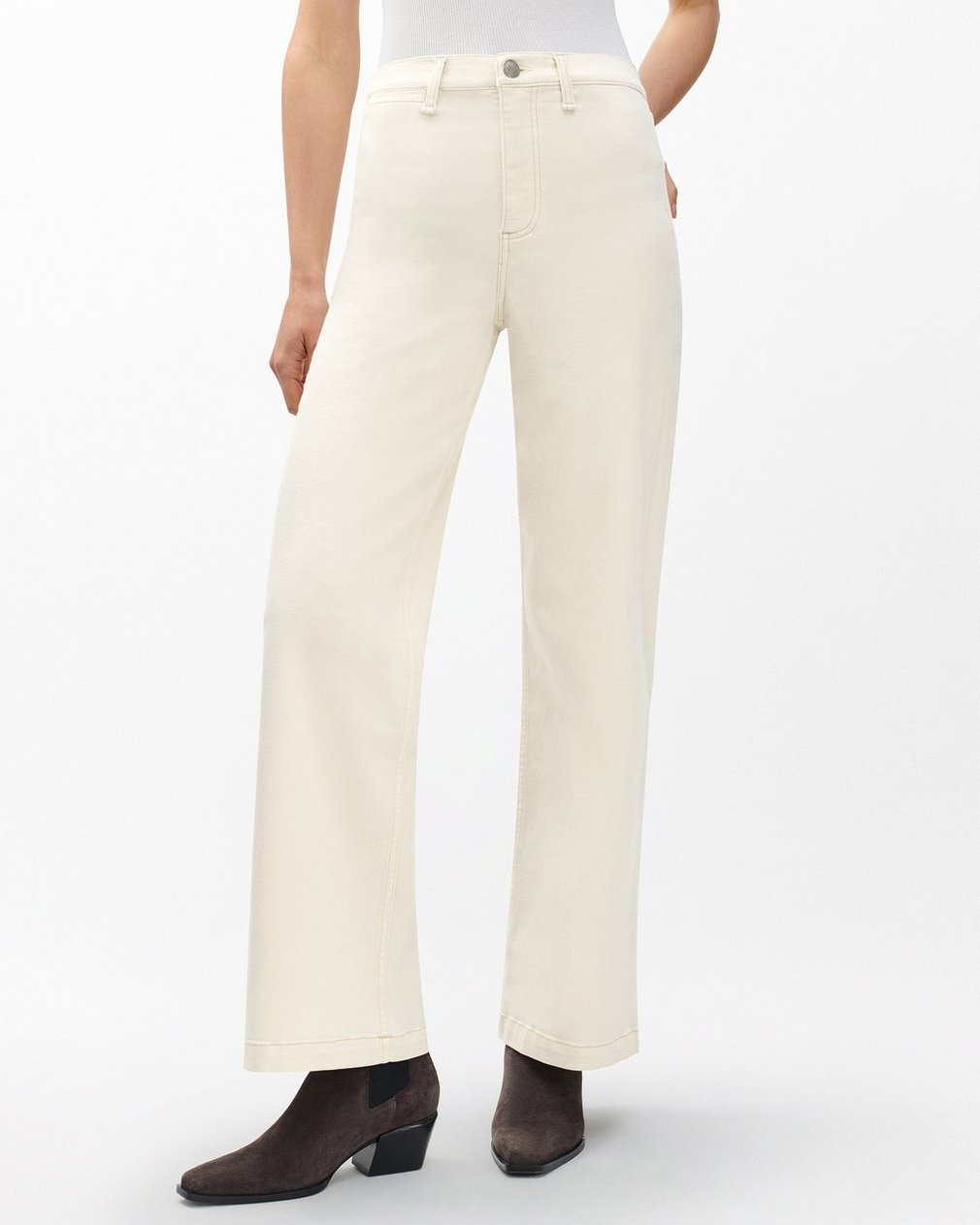 Hadley Wide-Leg Jeans - Ecru - Image 4