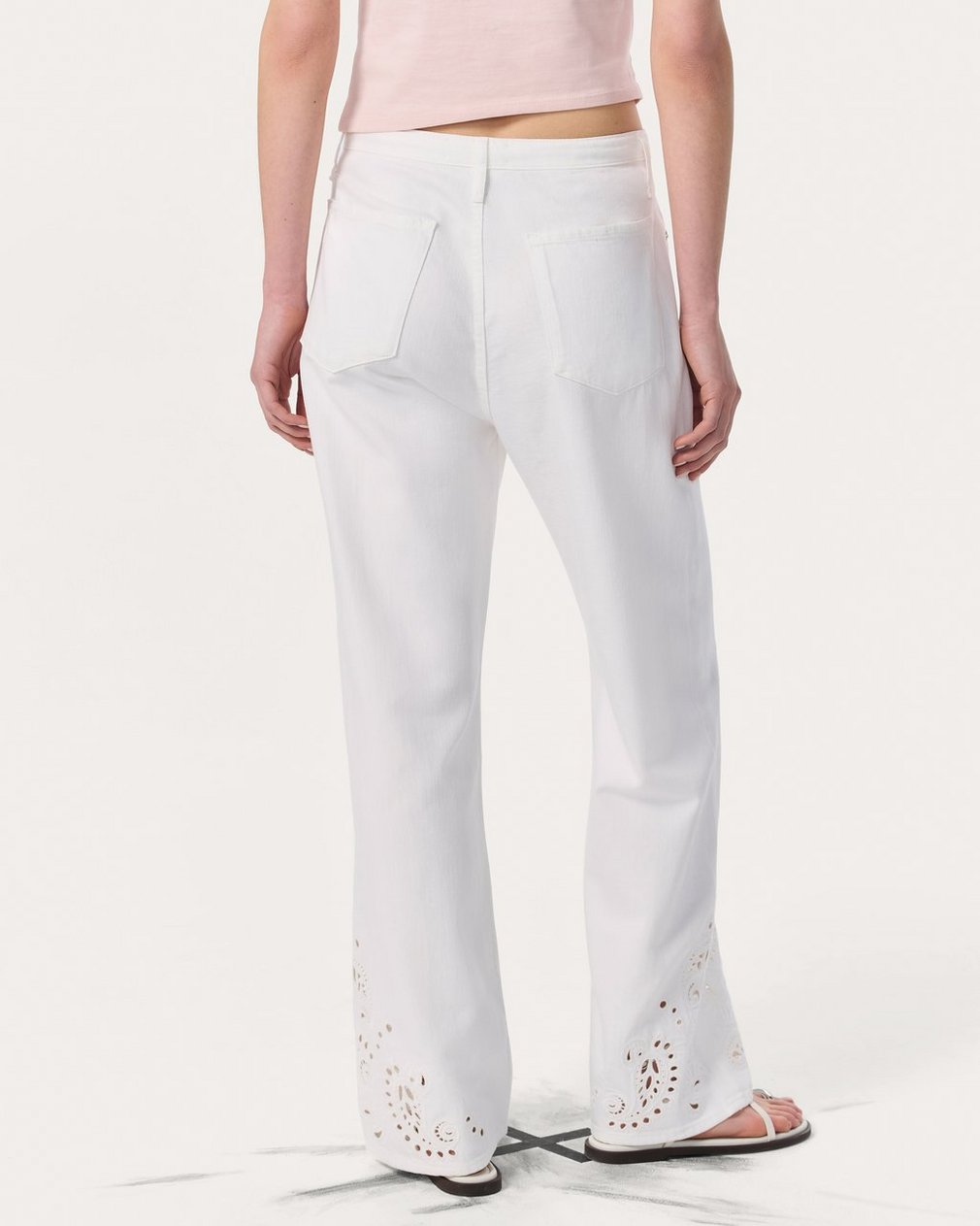 Phoebe Denim Beach Pants - White Eyelet - Image 6