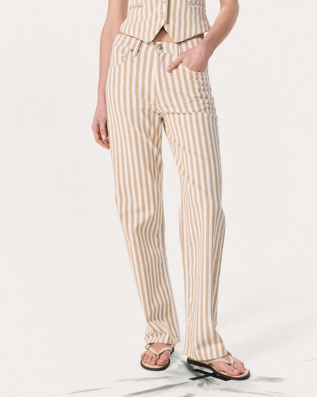 Shea Relaxed Straight Jeans - Tan Stripe - Image 3