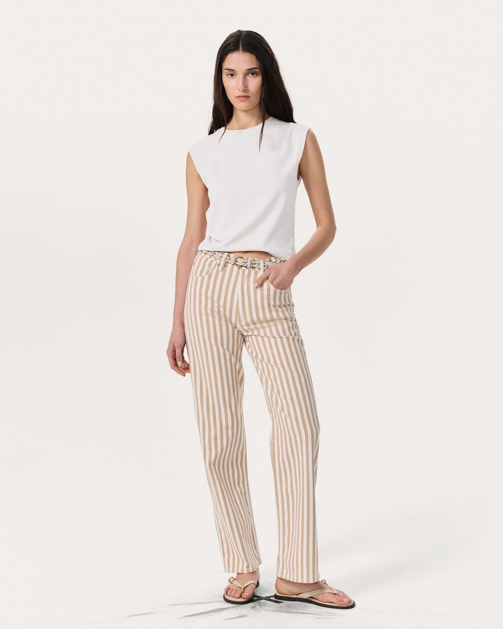 Shea Relaxed Straight Jeans - Tan Stripe - Image 7