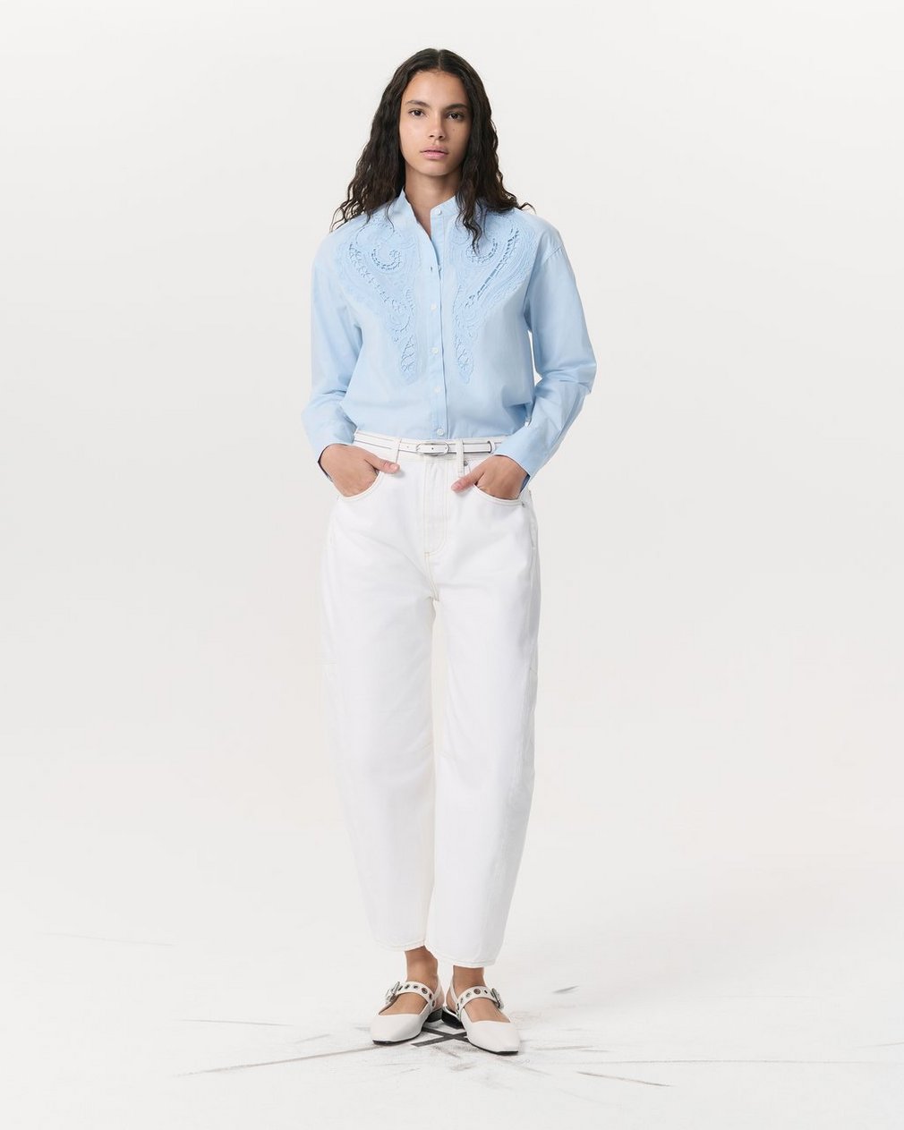 Charlie Ankle-Length Barrel Jeans - White