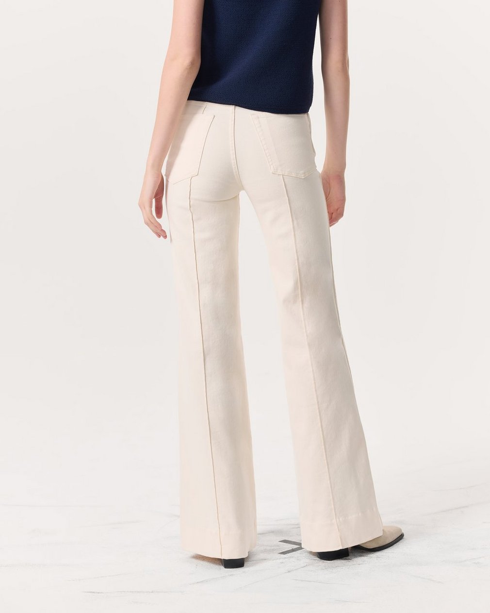 Skylar Wide-Leg Flare Jeans - Ecru - Image 5