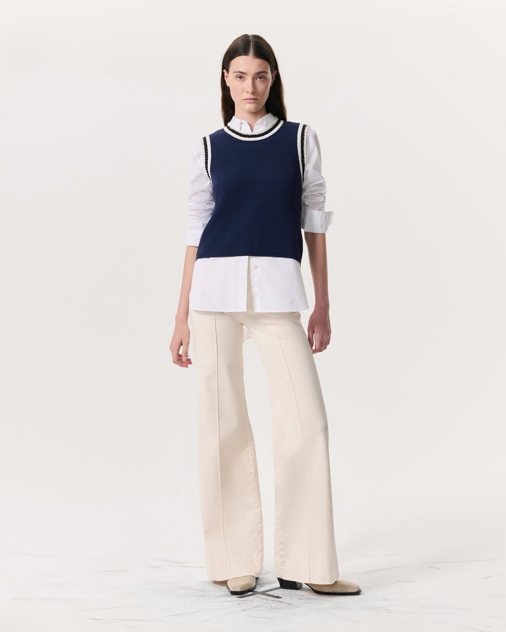 Skylar Wide-Leg Flare Jeans - Ecru - Image 6
