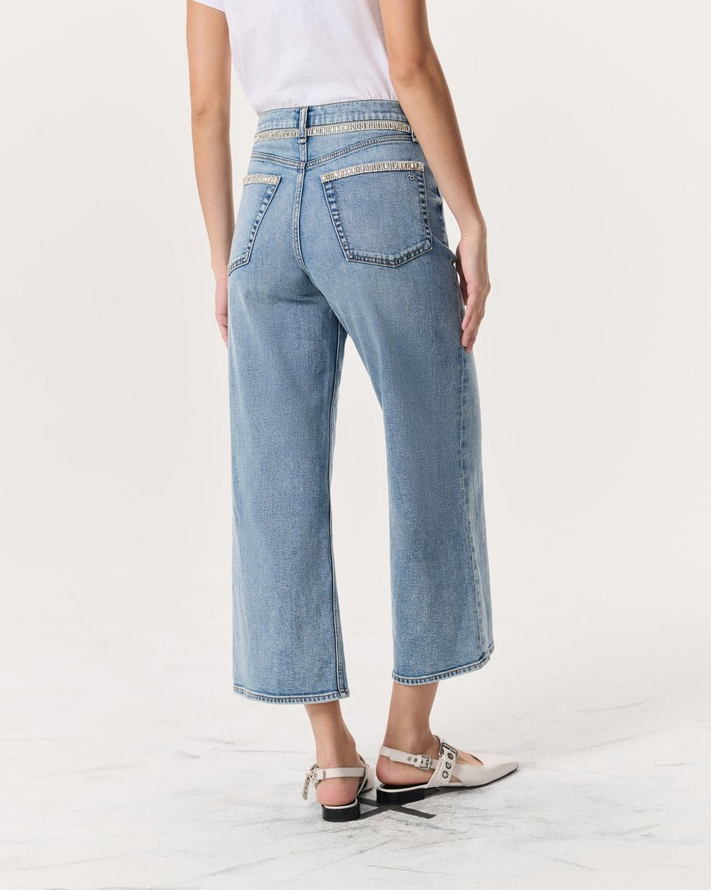 Andi Embellished Ankle-Length Wide-Leg Jeans - Pacific With Jewel - Image 5