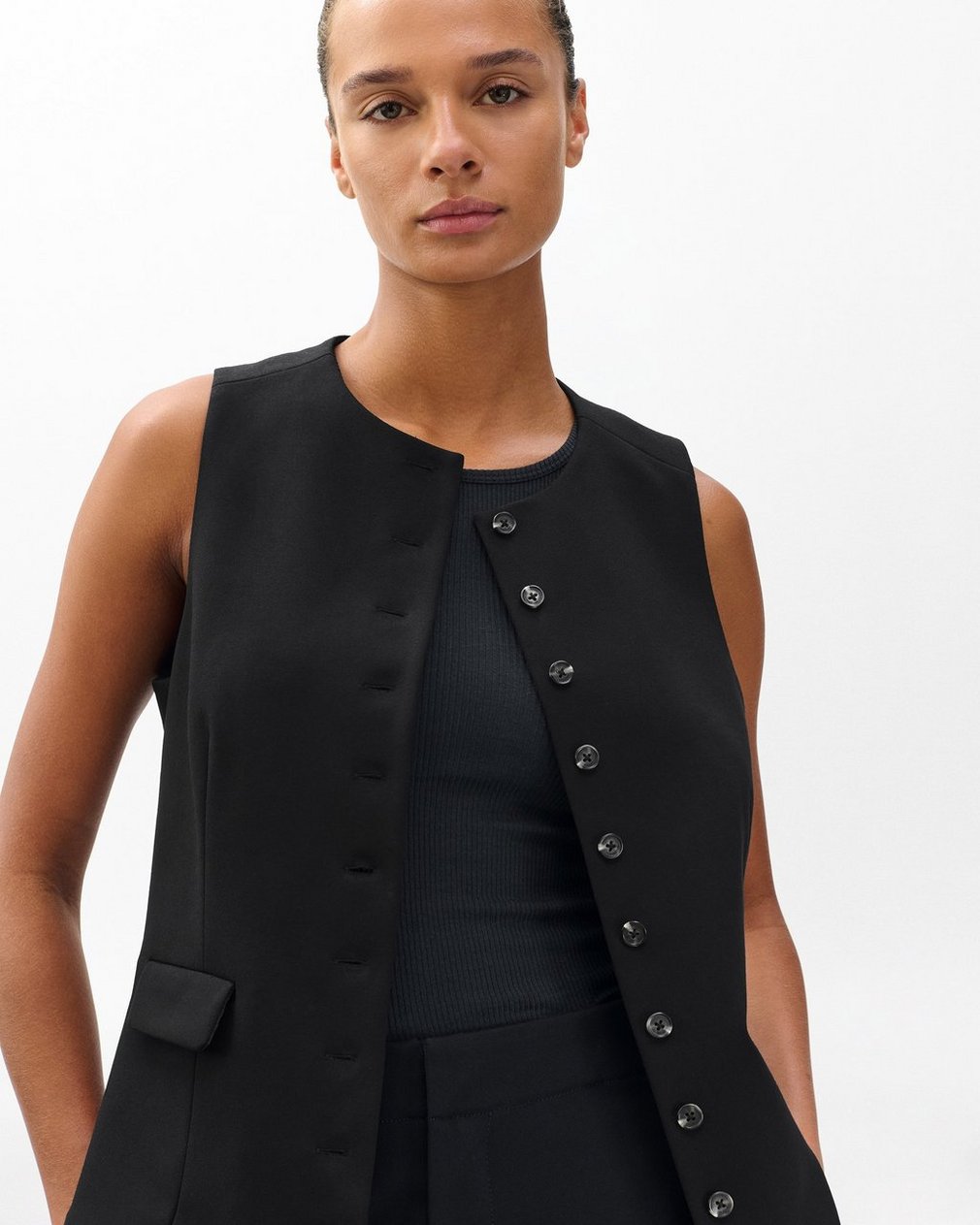 Irina Long Vest - Black - Image 3