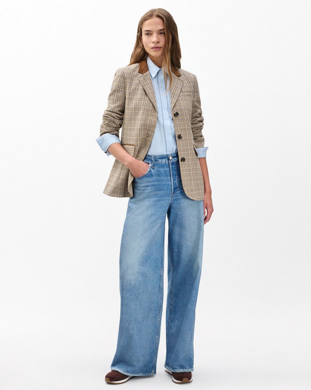 Evia Plaid Blazer - Tan Multi - Image 3