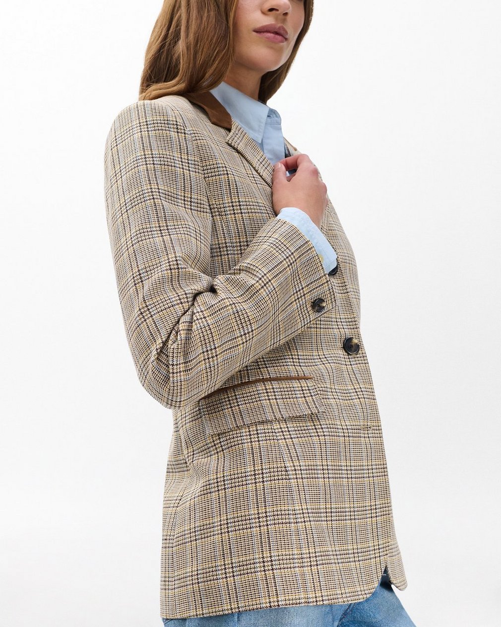 Evia Plaid Blazer - Tan Multi - Image 5