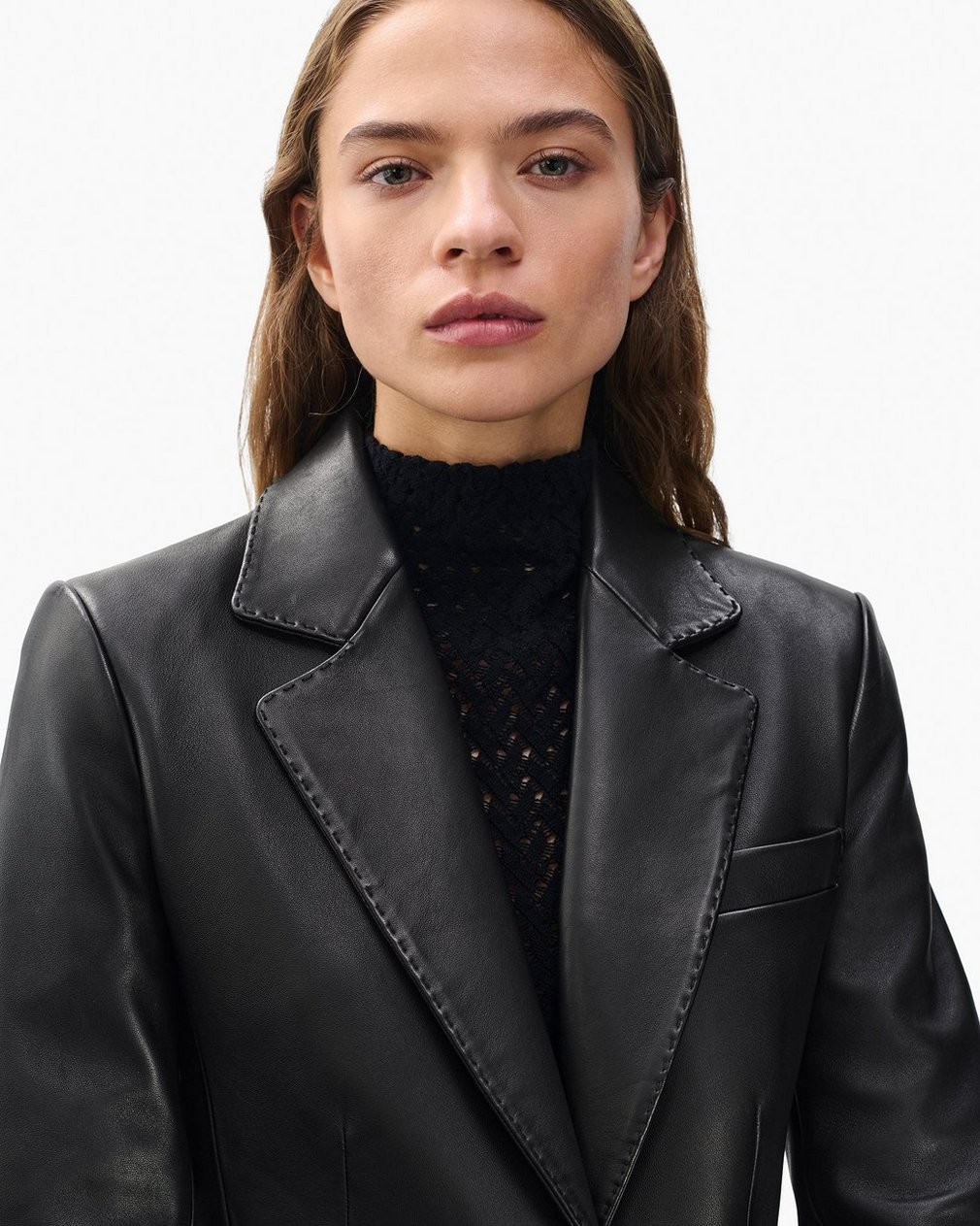 Ash Lamb Leather Blazer - Black - Image 3