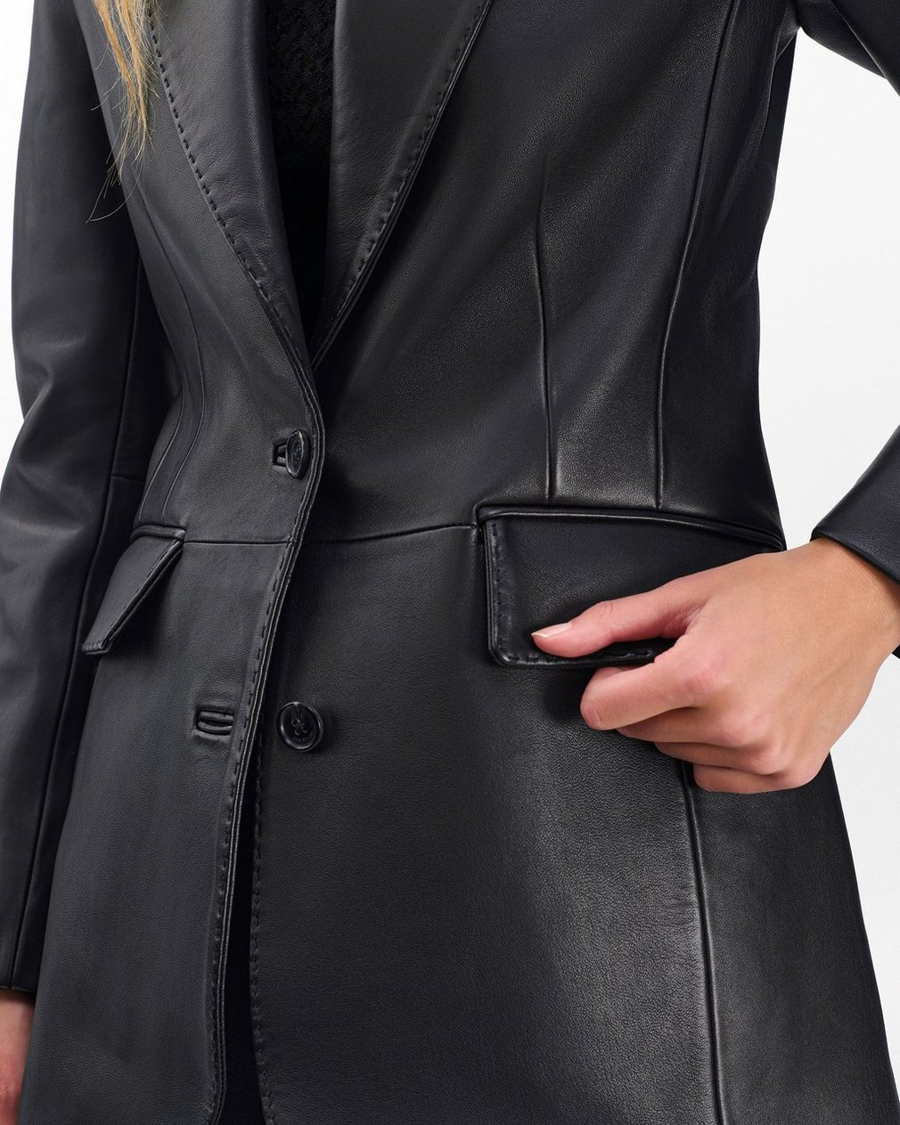 Ash Lamb Leather Blazer - Black - Image 4