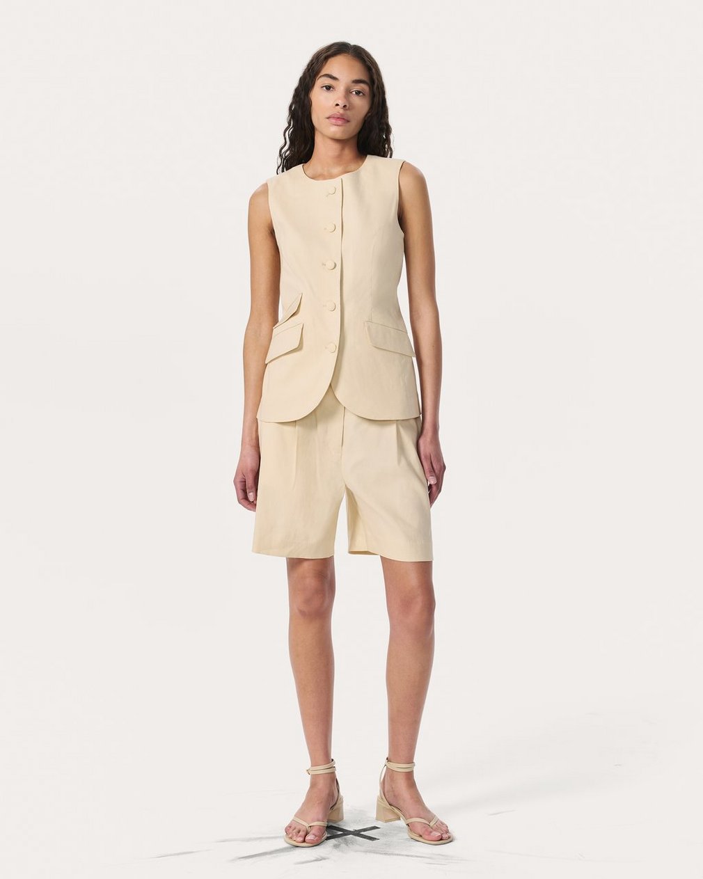 Slade Linen-Blend Vest - Light Tan - Image 3