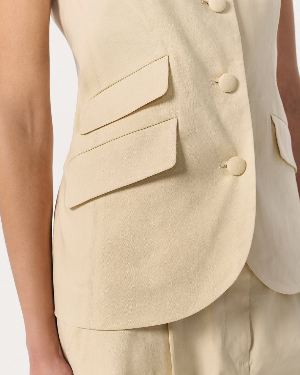 Slade Linen-Blend Vest - Light Tan - Image 5