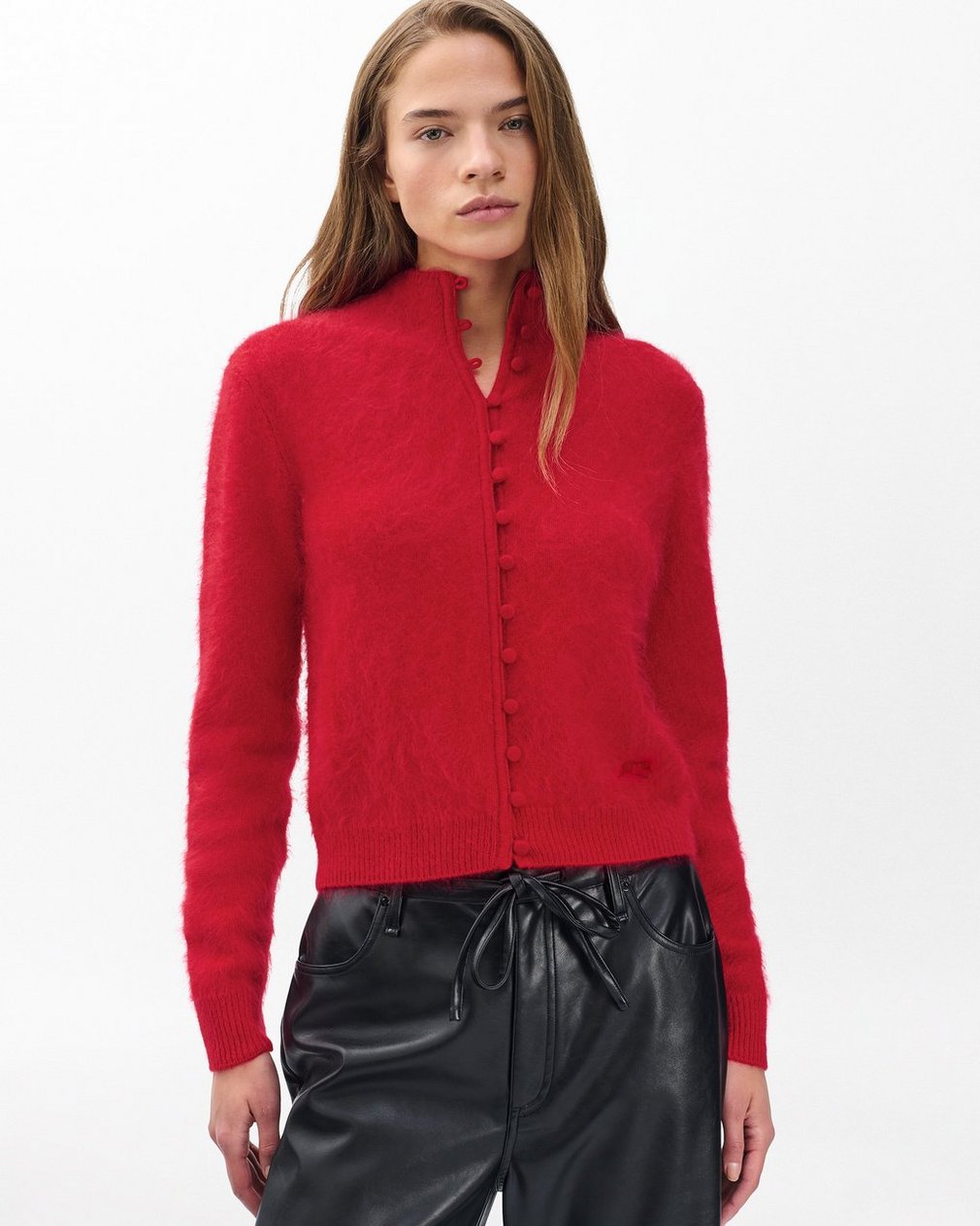 Jada Brushed Cashmere Cardigan - Red - Image 4