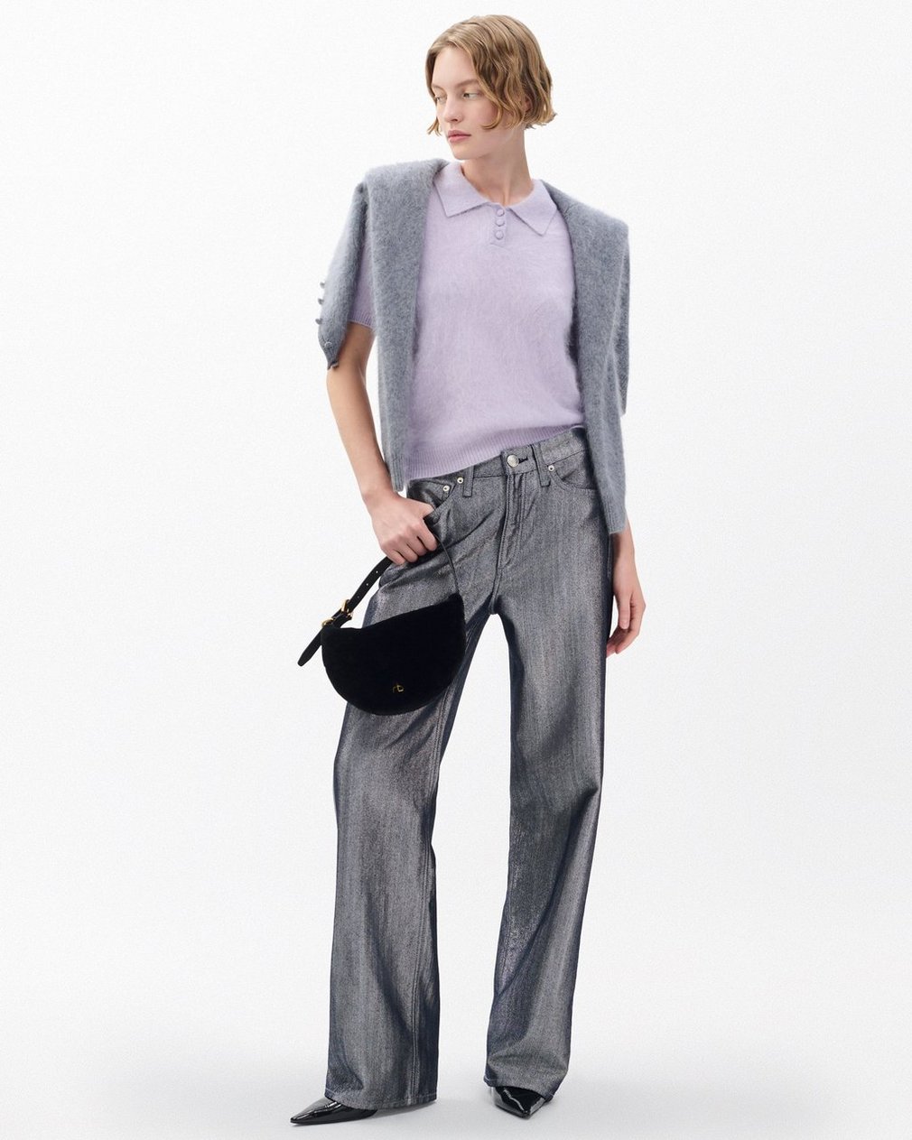 Jada Brushed Cashmere Polo - Lavender - Image 2