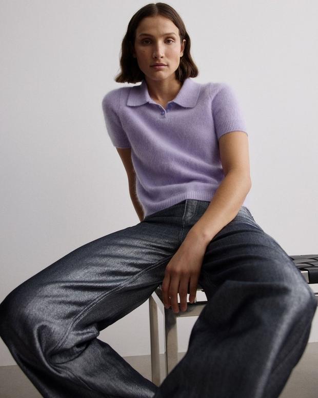 Jada Brushed Cashmere Polo - Lavender - Image 7