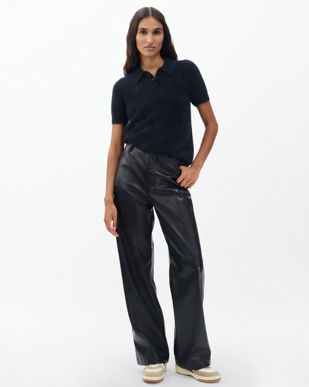 Jada Brushed Cashmere Polo - Black - Image 3