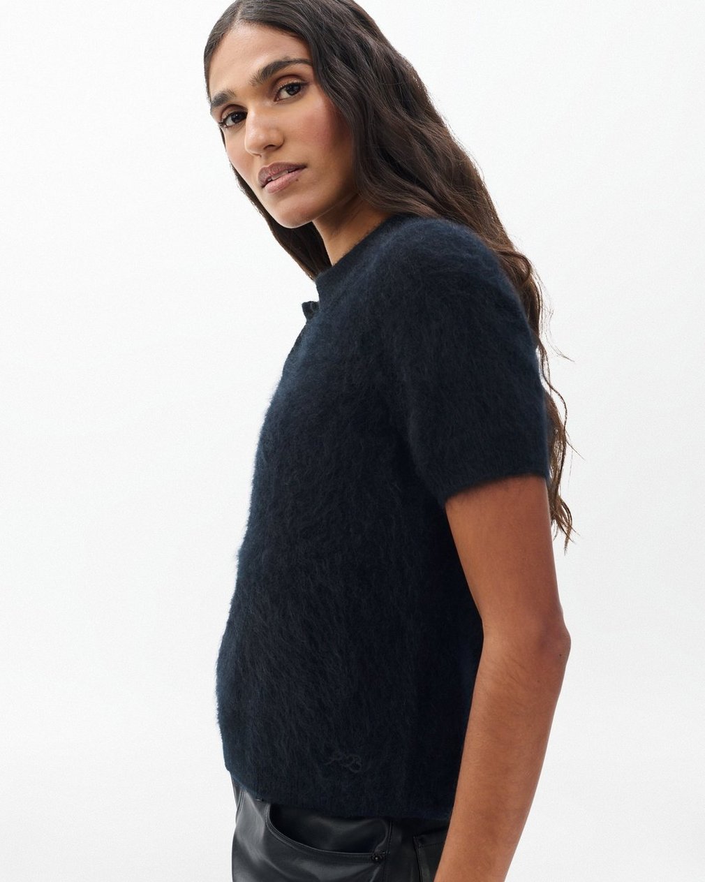 Jada Brushed Cashmere Polo - Black - Image 4