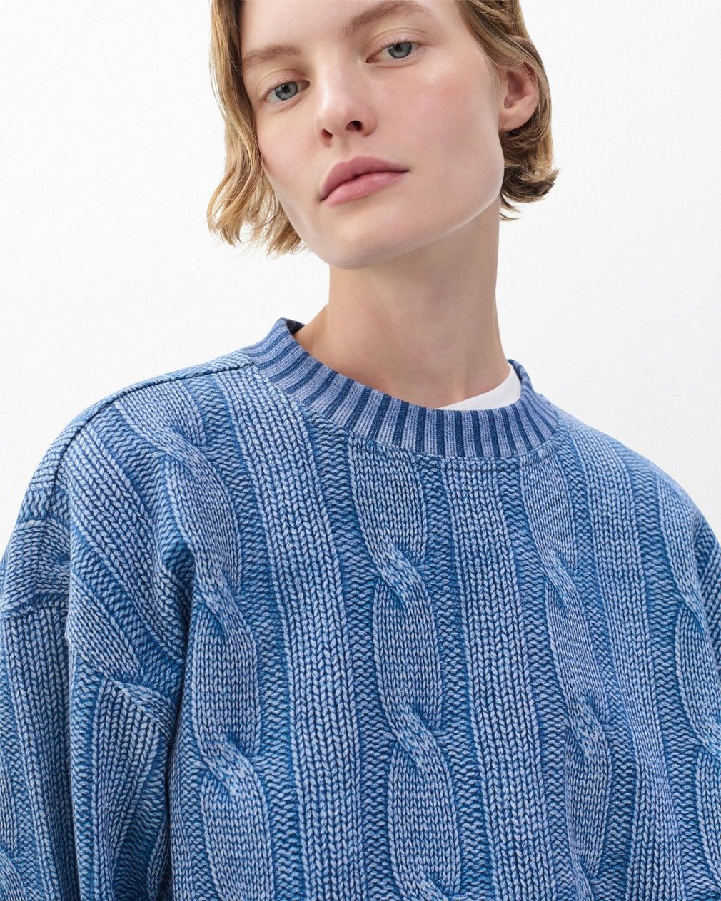 Miramar Cable-Effect Sweatshirt - Indigo - Image 4
