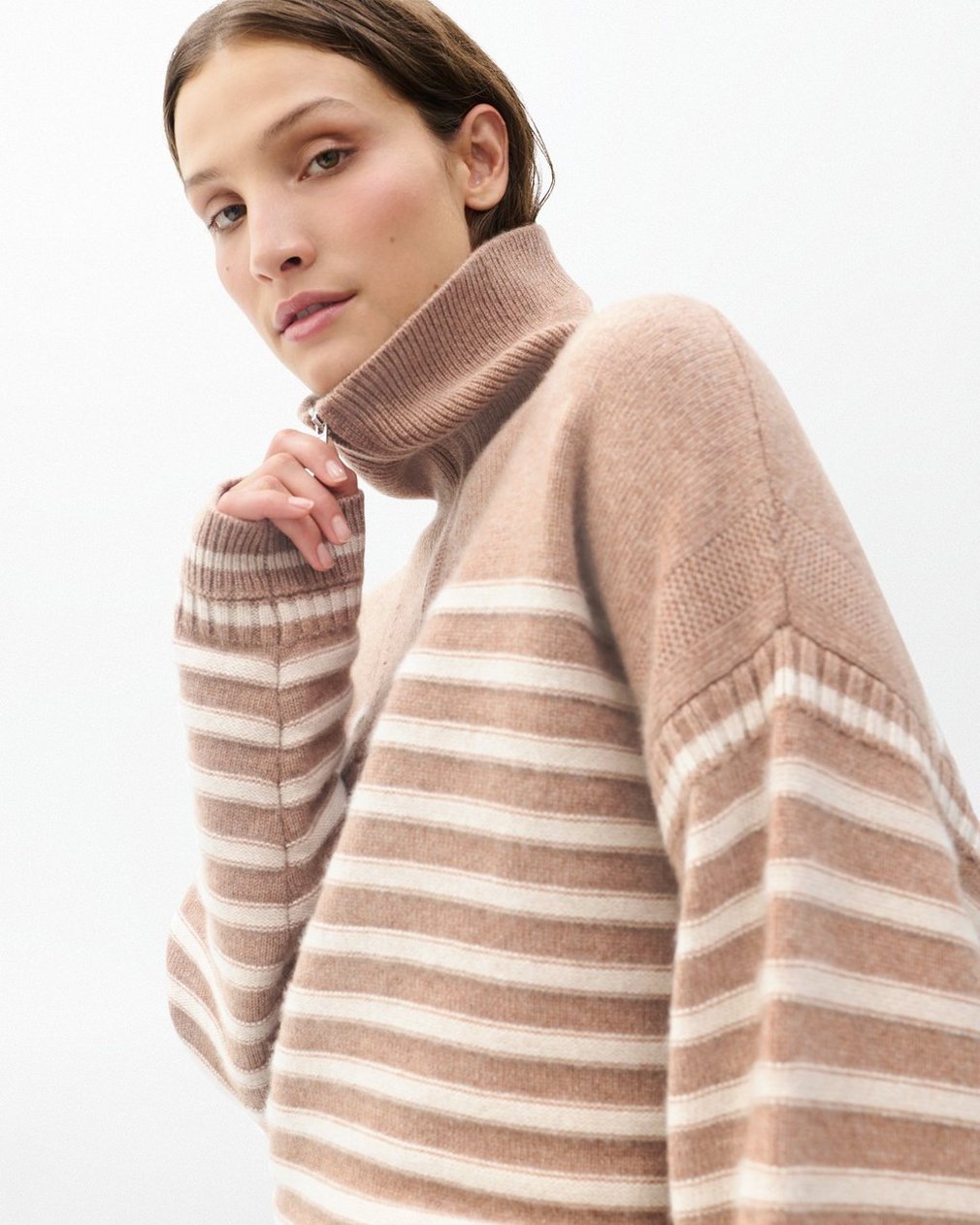 Raven Wool-Cashmere Half-Zip Sweater - Camel - Image 4