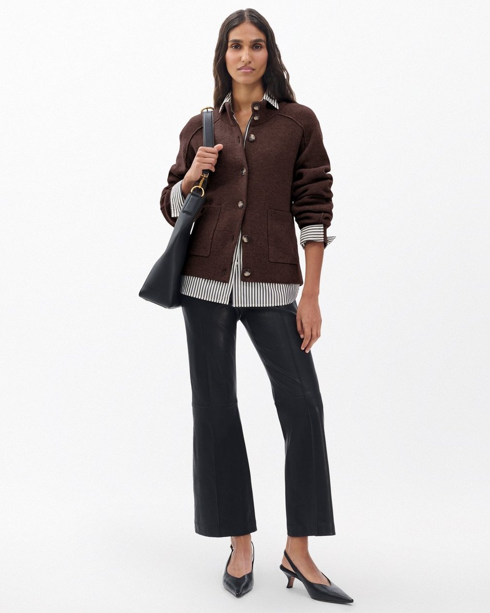 Bridget Mockneck Cardigan - Brown - Image 3