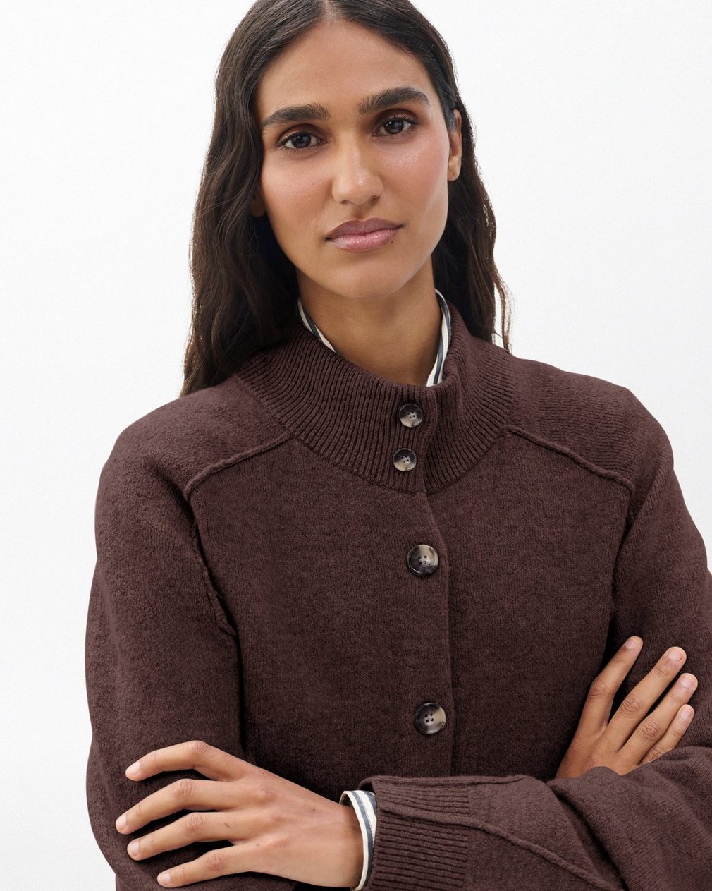 Bridget Mockneck Cardigan - Brown - Image 4