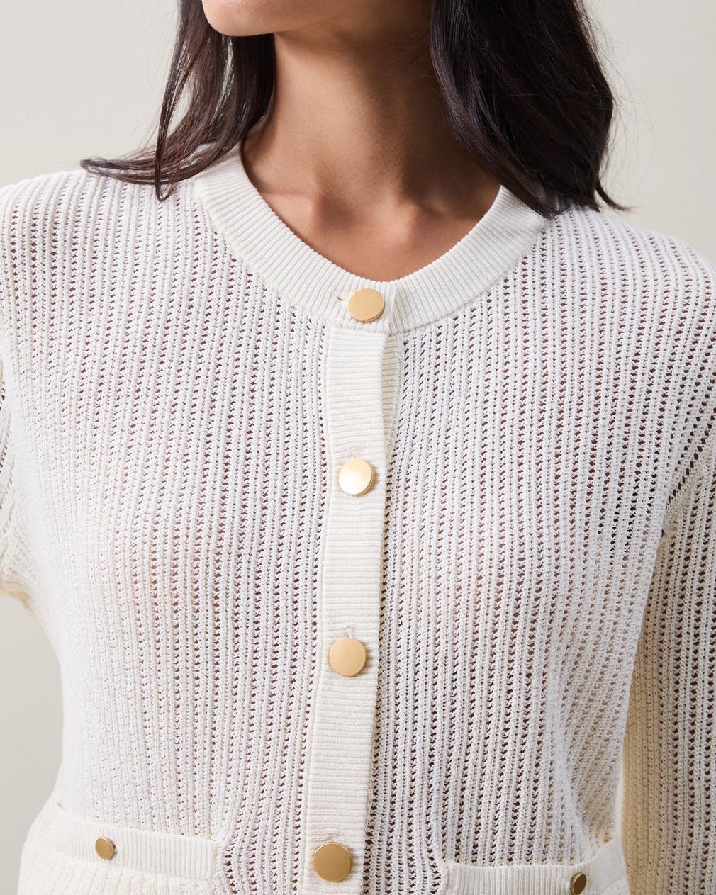 Vivi Open-Knit Cardigan - Chalk - Image 3