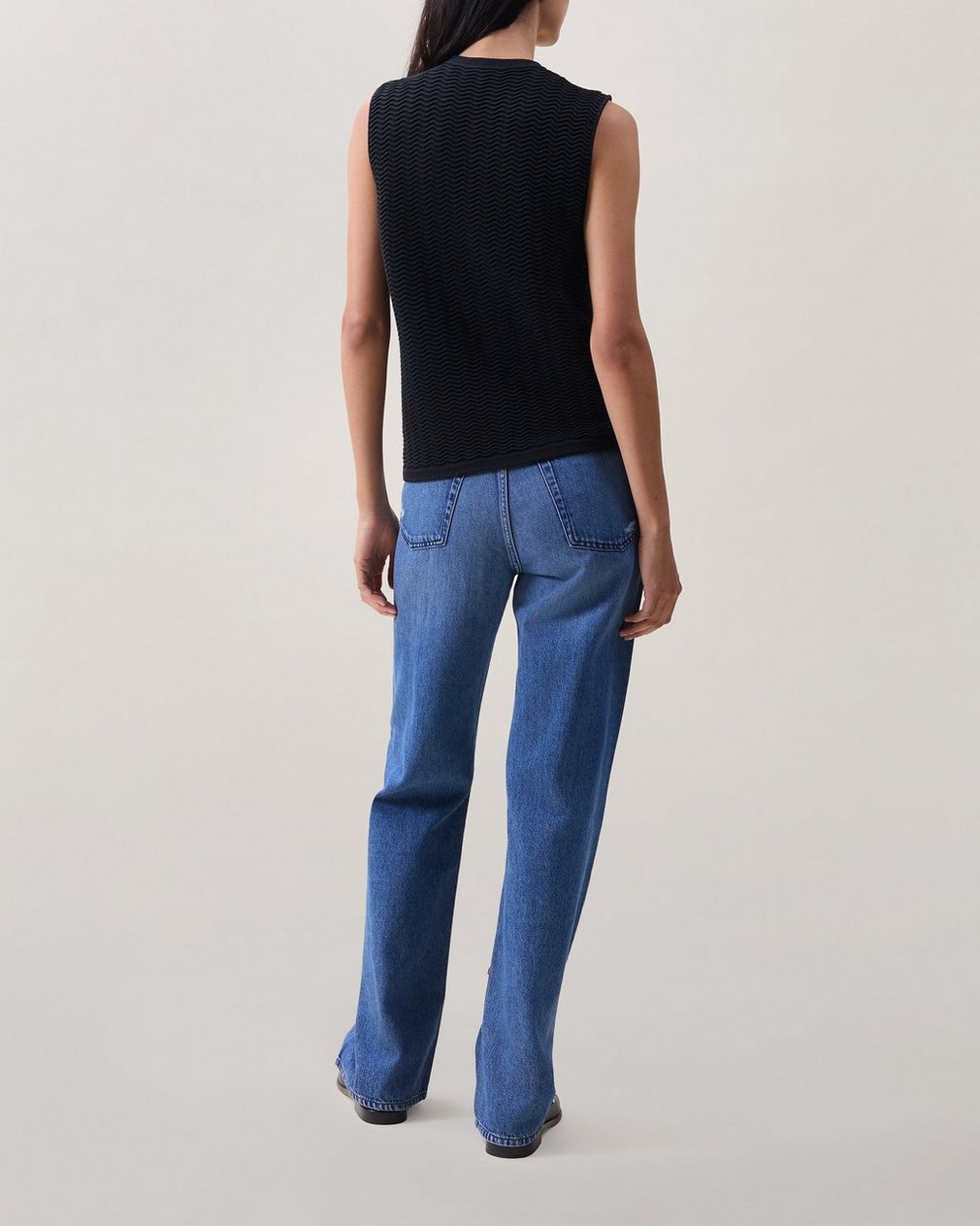 Vivi Open-Knit Cotton-Blend Vest - Black - Image 2