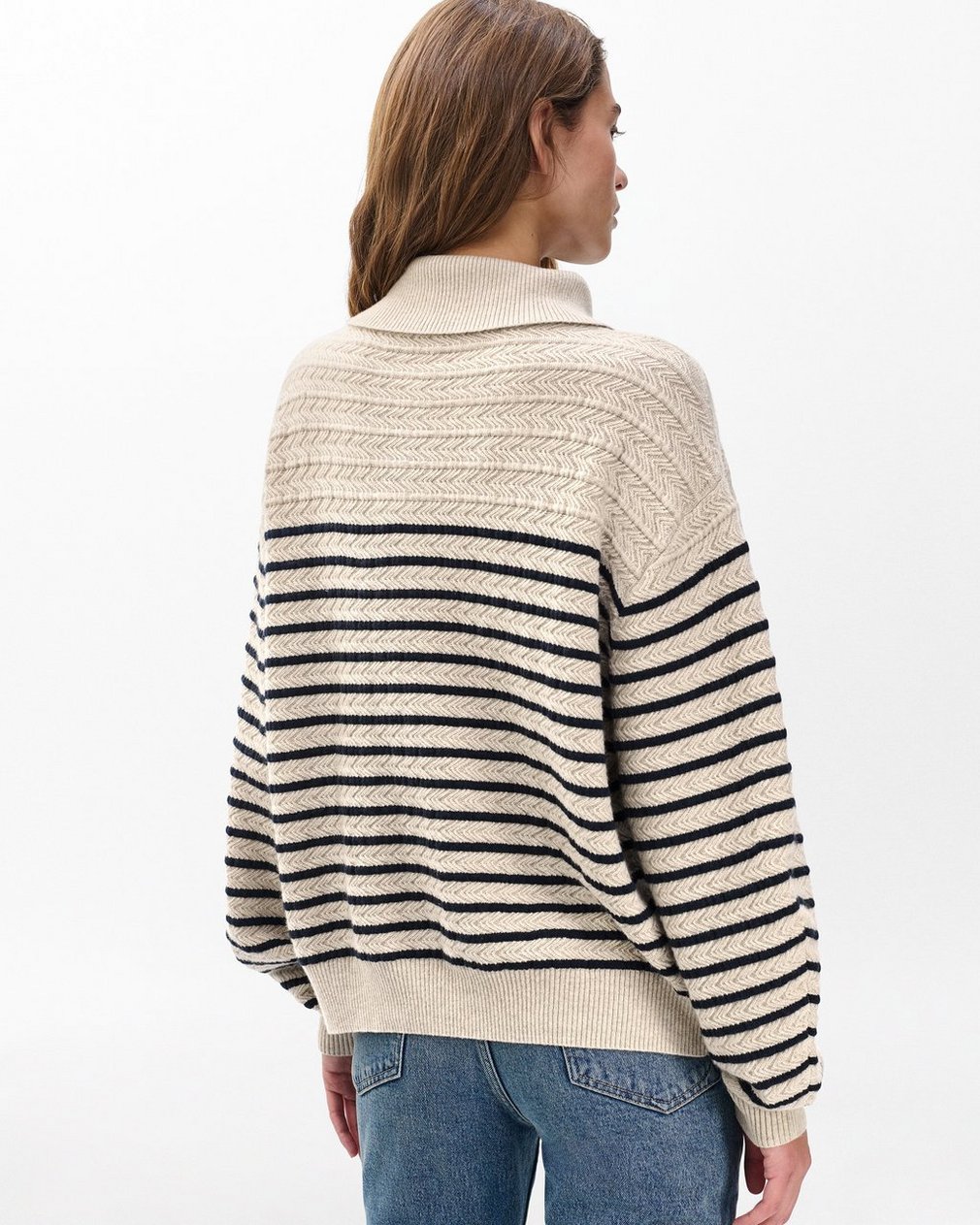 Natalia Cashmere Half-Zip Sweater - Oatmeal Multi - Image 7