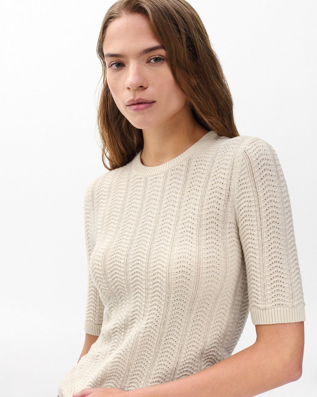 Francesca Merino Wool Tee - Oatmeal - Image 4