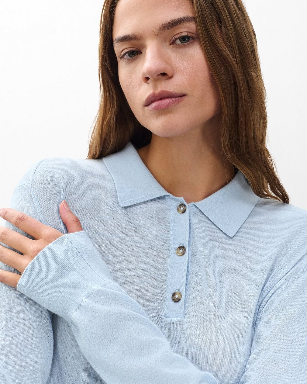 Adeline Lightweight Cashmere Polo - Light Blue - Image 4