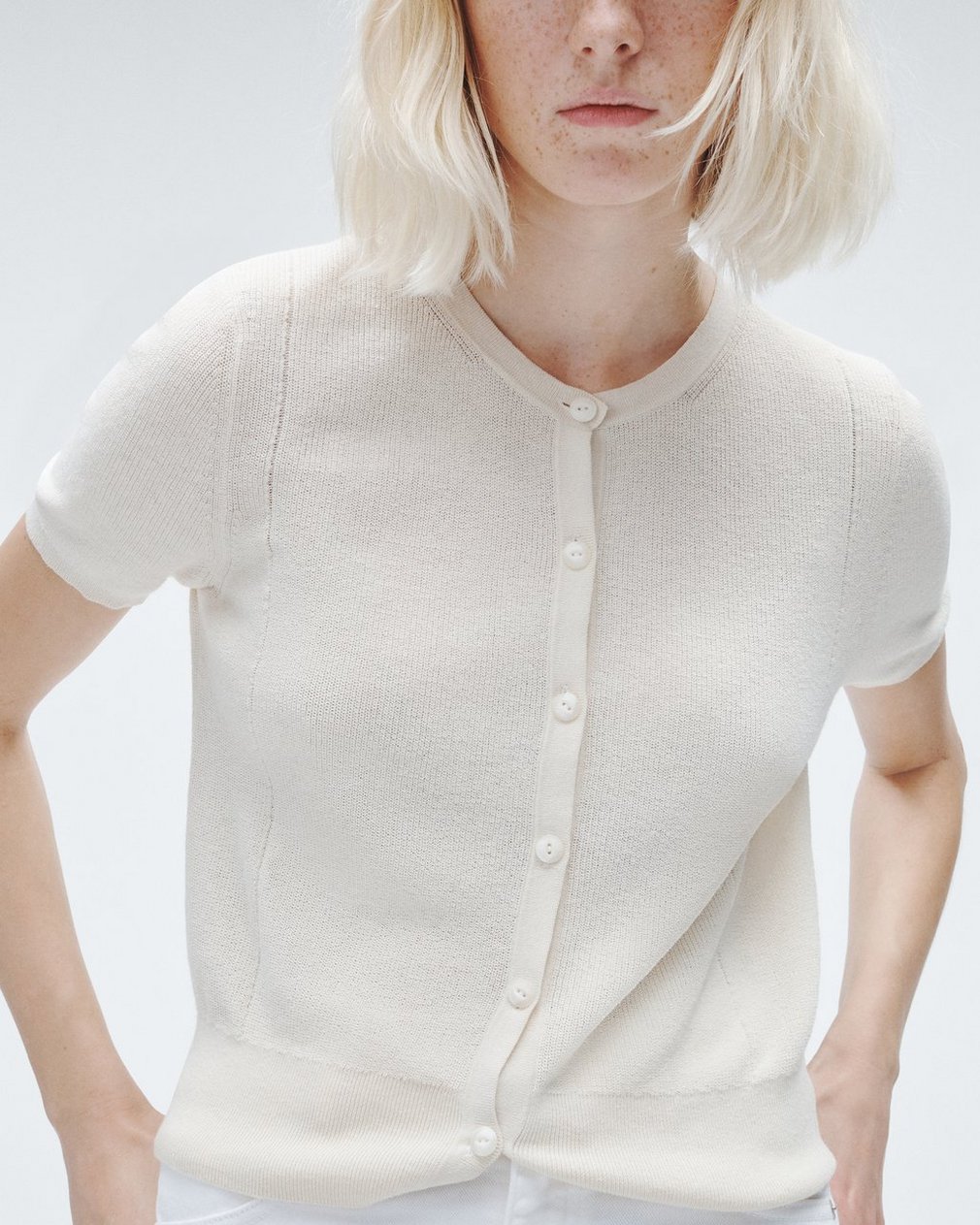 Dina Cotton Cardigan - Ivory - Image 5