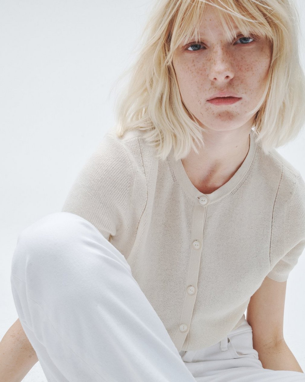Dina Cotton Cardigan - Ivory - Image 6