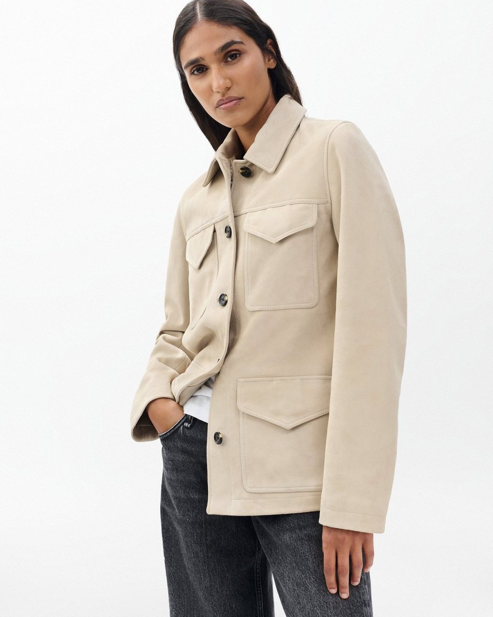 Kara Suede Jacket - Stone - Image 4