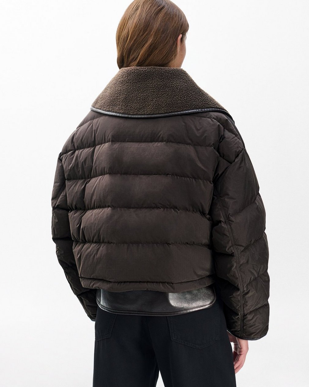 Gloria Mixed-Media Puffer Jacket - Brown - Image 6