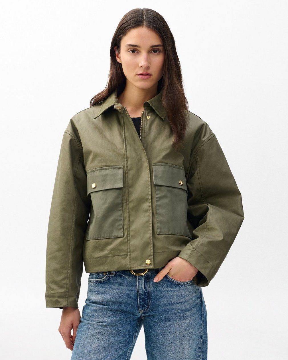 Nonie 2-in-1 Cotton Jacket - Olive - Image 4