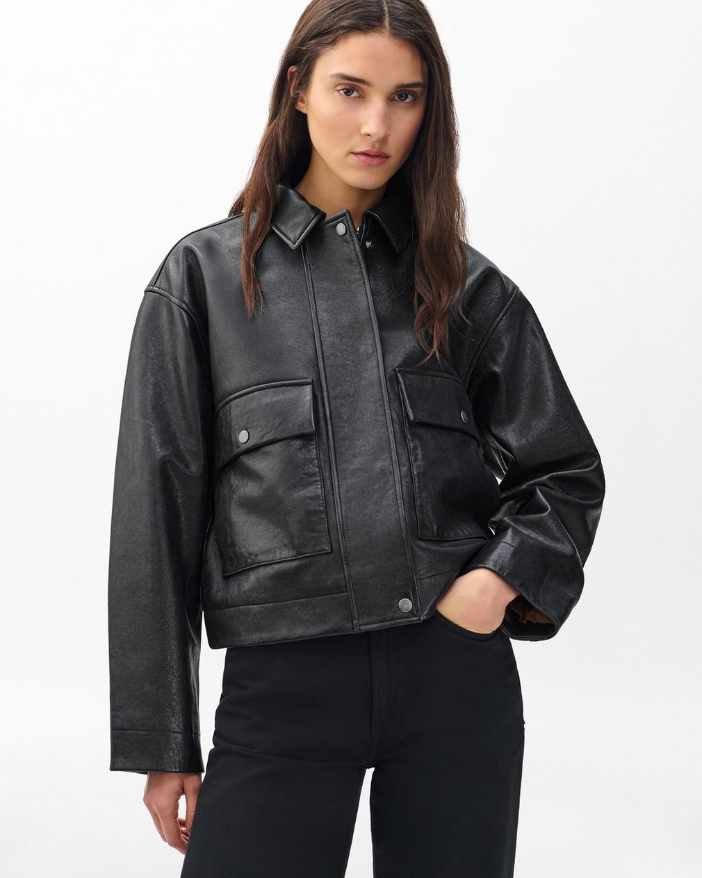Nonie Lamb Leather Jacket - Black - Image 4
