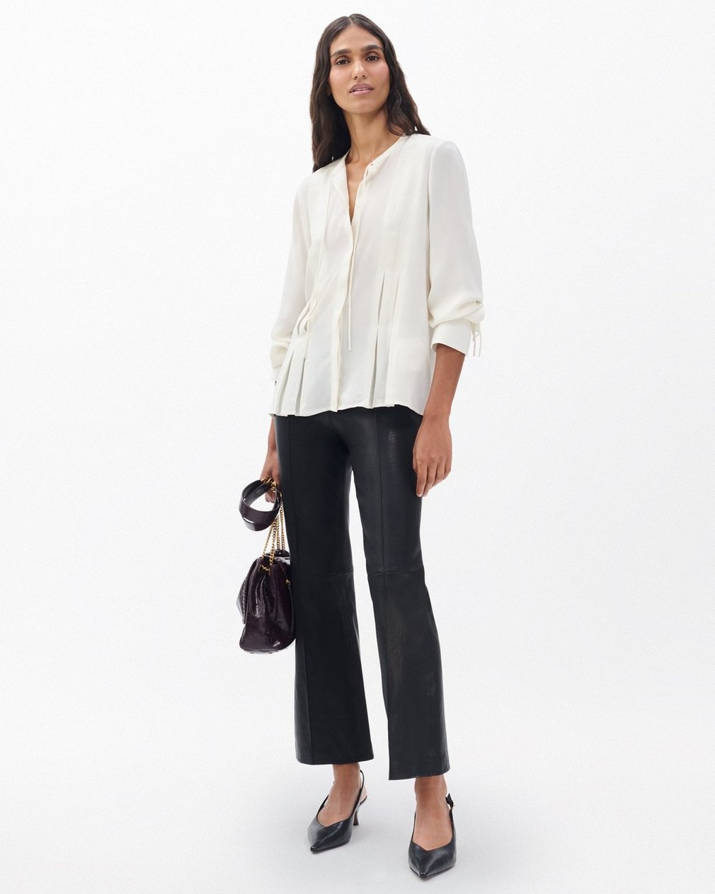 Arden Pleated Blouse - Ivory - Image 3