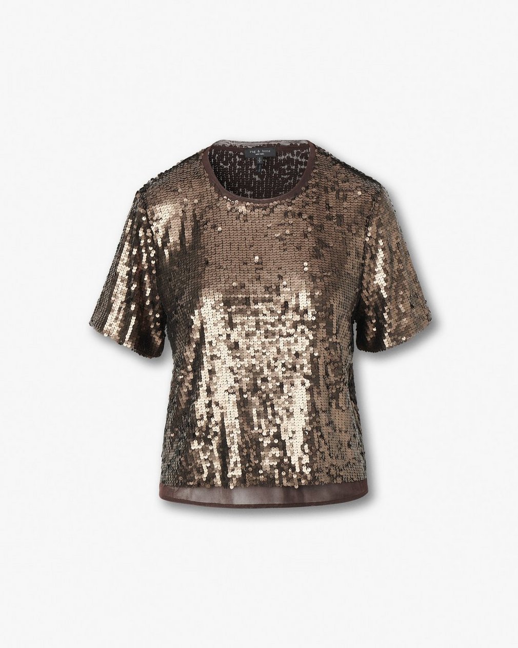 Lucy Sequined Tee - Coffee - Image 2